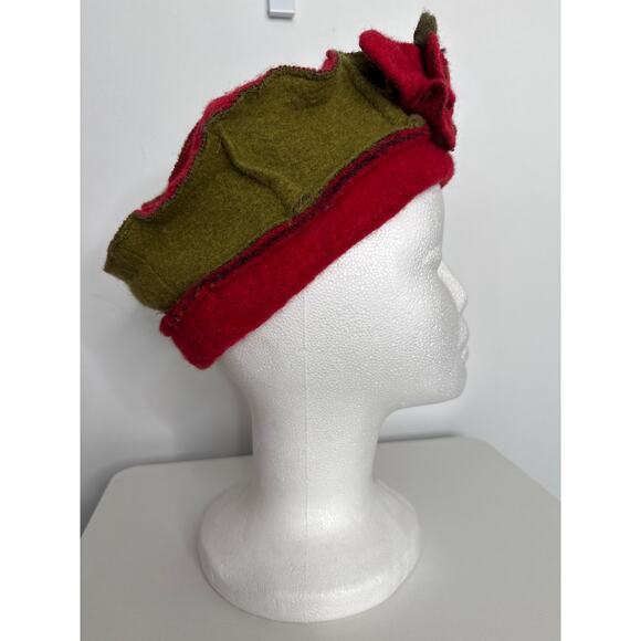 Vintage 1990s Italian Felt Rose Statement Hat Platania Wool Blend main image 9